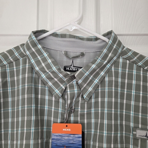 Habit Men Gray Plaid Harbor Bay Long Sleeve River Shirt Size 2XL - Picture 3 of 13